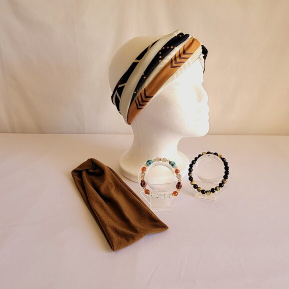 Multicolor And Brown Boho Headbands With Matching Bracelet Sets, Womens Size M main image 13